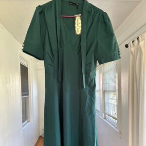 Voodoo Vixen Audrey Fit and Flare dress in emerald green